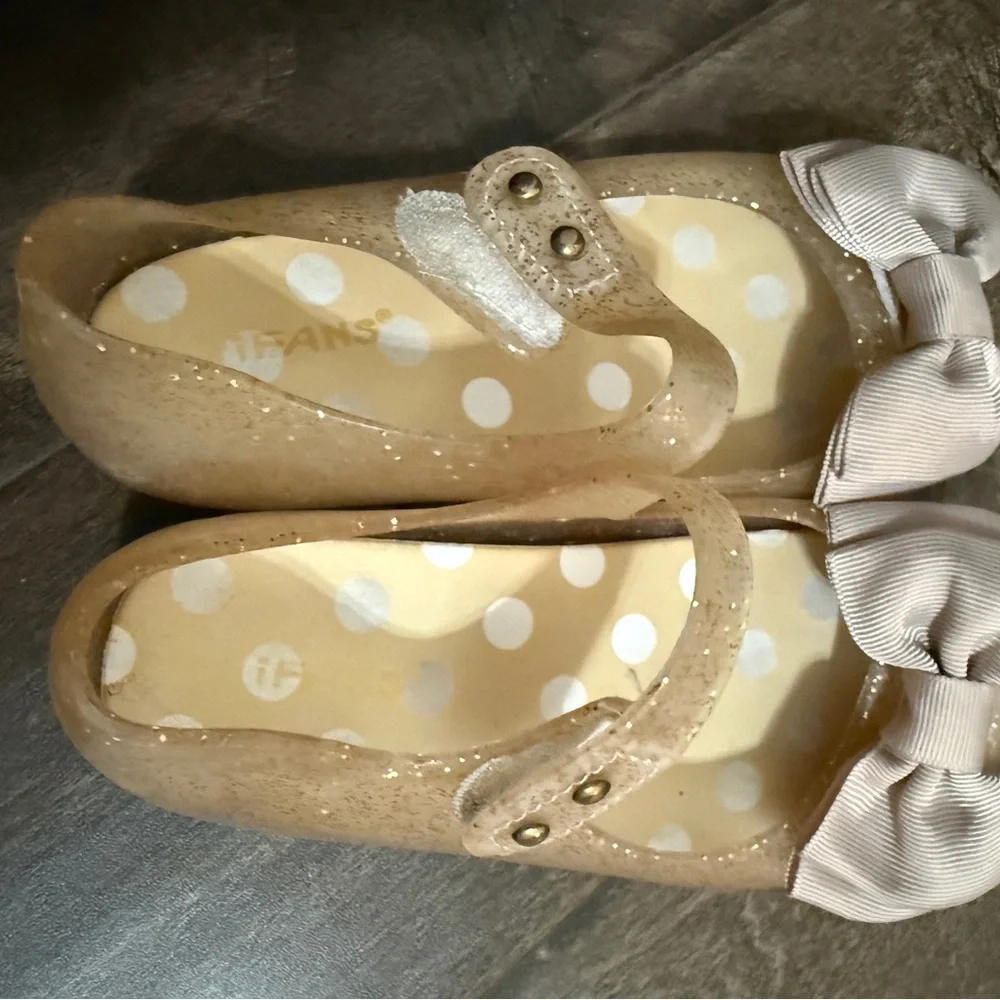 Gold Glitter Bow Jelly Maryjane Shoes